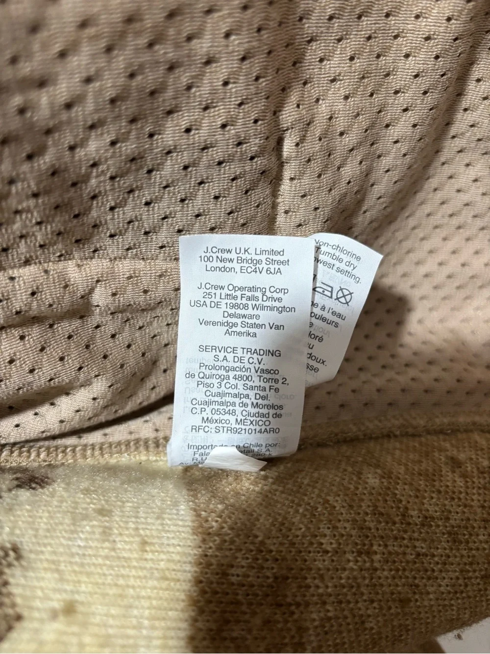 J. Crew Men's Cream and Brown Striped Sherpa Zip-Up Jacket